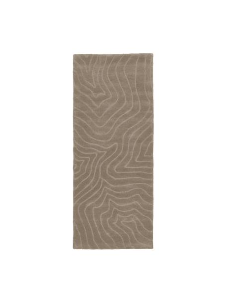 Ręcznie tuftowany chodnik z wełny Aaron, Taupe, S 80 x D 250 cm