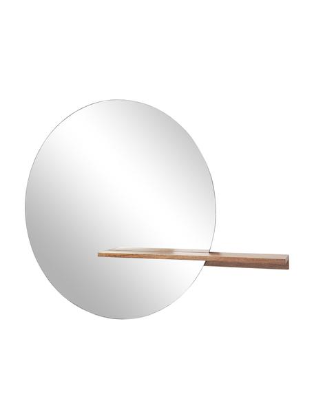 Specchio grande da parete con mensola in legno Sandro, Mensola: legno di mango, pannello , Superficie dello specchio: vetro a specchio, Legno di mango, Larg. 140 x Alt. 110 cm