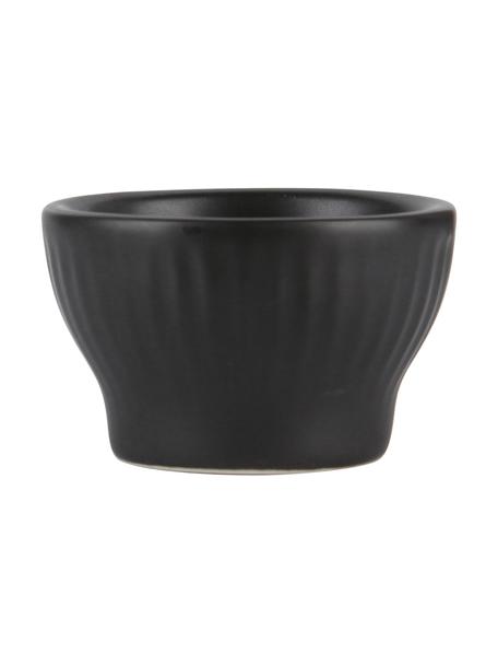 Eierbecher Groove mit Rillenstruktur, 4 Stück, Steingut, Schwarz, Ø 8 x H 4 cm