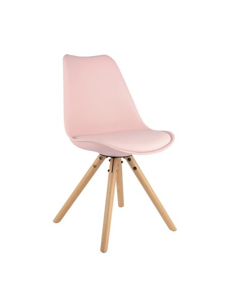 Krzesło z siedziskiem ze sztucznej skóry Max, 2 szt., Nogi: drewno bukowe, Blady różowy, S 46 x G 54 cm