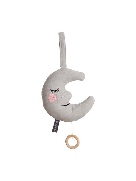 Handgefertigte Spieluhr Moon, Baumwolle, Öko-Tex- und OCS-zertifiziert, Grau, B 14 x H 16 cm