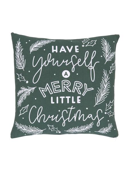 Povlak na polštář Little Christmas, 100 % bio bavlna, s certifikátem GOTS, Zelená, vzor, Š 45 cm, D 45 cm