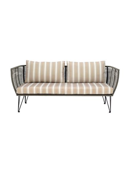 Sofa ogrodowa z tworzywa sztucznego Mundo (2-osobowa), Stelaż: metal malowany proszkowo, Tapicerka: poliester, Beżowy, szarozielony, S 175 x G 74 cm