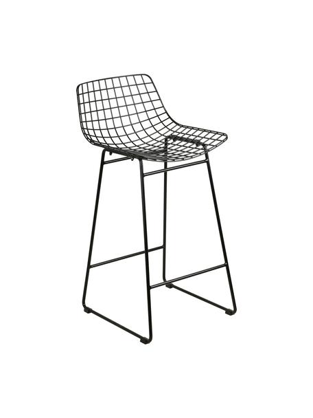 Chaise de comptoir design métal Wire, Métal, revêtement par poudre, Noir, larg. 47 x haut. 89 cm