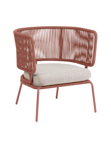 Tuin loungefauteuil Abeli, Frame: verzinkt metaal en gelakt, Bekleding: polyester, Roze, 74 x 65 cm