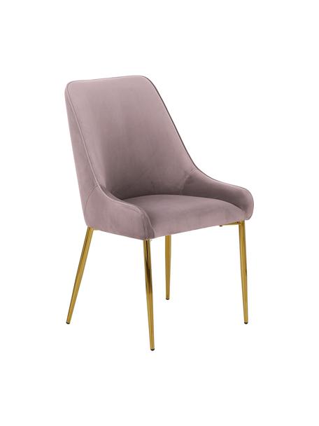 Sedia in velluto rosa Ava, Rivestimento: velluto (100% poliestere), Gambe: metallo zincato, Velluto malva, Larg. 53 x Alt. 60 cm