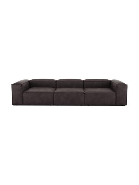 Canapé modulable en cuir recyclé brun-gris 4 places Lennon, Cuir brun-gris, larg. 327 x prof. 119 cm