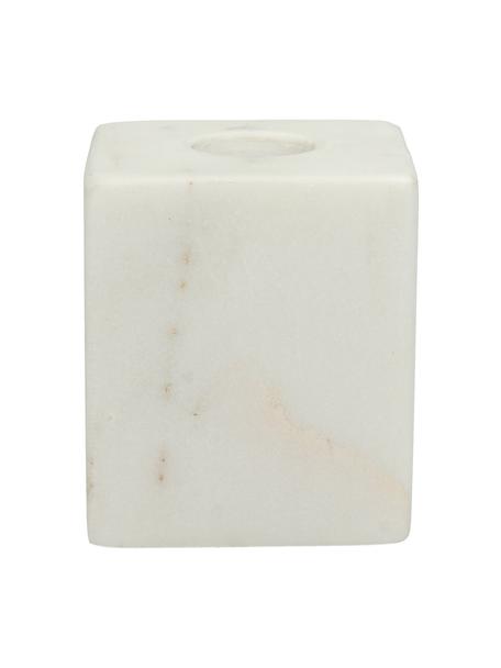 Marmeren kandelaar Marble, Marmer, Wit, B 6 x H 11 cm