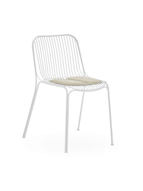 Krzesło ogrodowe z poduszką na siedzisko Hiray, Tapicerka: włókno syntetyczne z anty, Biały, S 53 x G 55 cm