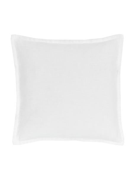 Federa in lino bianco crema Lanya, 100% lino, Bianco, Larg. 40 x Lung. 40 cm