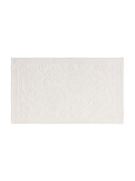 Tapis de bain motif floral Kaya, 100 % coton, Blanc crème, larg. 50 x long. 80 cm