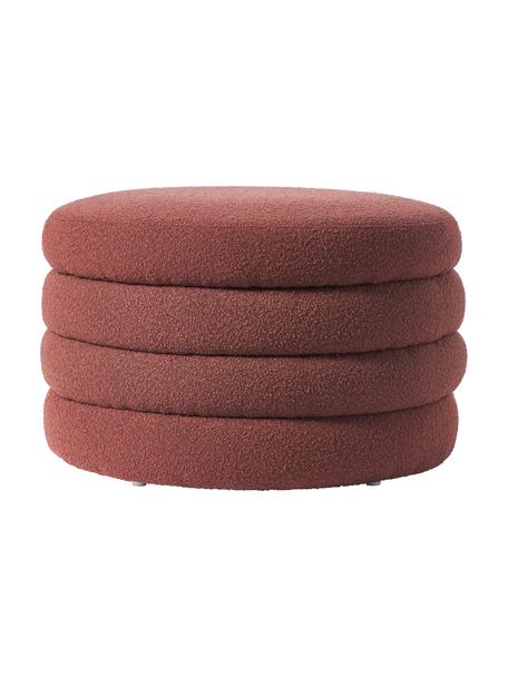 Grand tabouret en tissu bouclé avec rangement Alto, Tissu bouclé rouge rouille, Ø 69 x haut. 44 cm