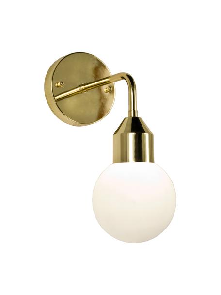 Koupelnové nástěnné svítidlo se skleněným stínidlem Florens, Zlatá, bílá, Š 12 cm, H 25 cm