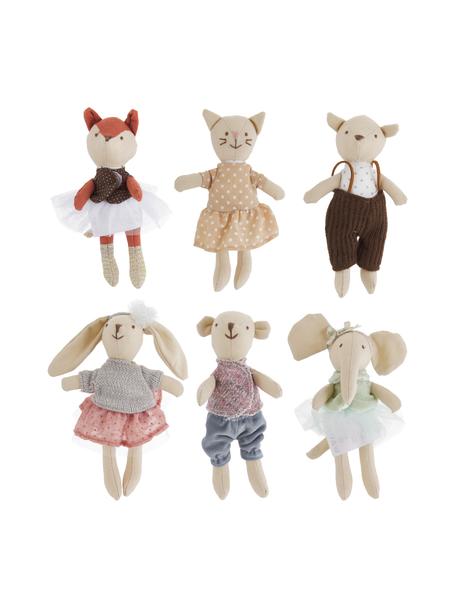 Ensemble de peluches animaux Friends, 6 élém., Beige, multicolore, larg. 10 x haut. 16 cm