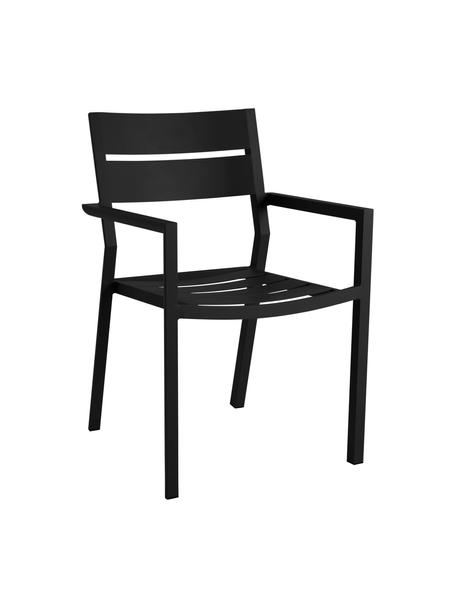 Chaise de jardin empilable noir Delia, Aluminium, revêtement par poudre, Noir, larg. 55 x prof. 55 cm