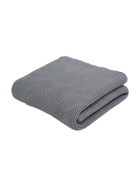 Coperta a maglia in cotone biologico grigio Adalyn, 100% cotone biologico, certificato GOTS, Grigio, Larg. 150 x Lung. 200 cm