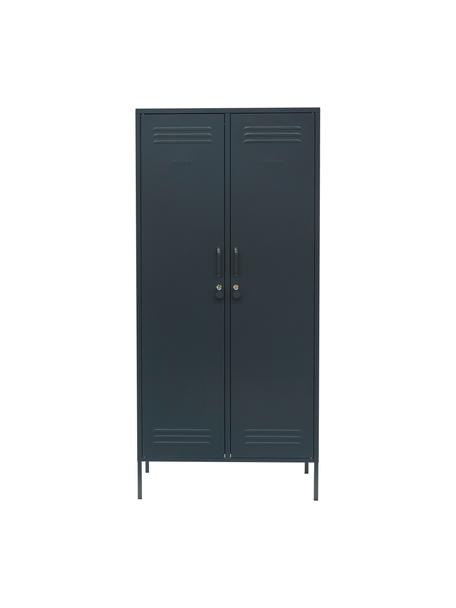 Kleine kledingkast Twinny, Gepoedercoat staal, Antraciet, B 85 x H 183 cm