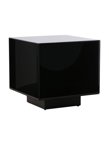 Table d'appoint verre miroir noir Block, Noir, larg. 40 x haut. 40 cm