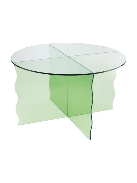 Ronde glazen salontafel Wobbly in groen, Glas, Groen, transparant, Ø 60  x H 35 cm