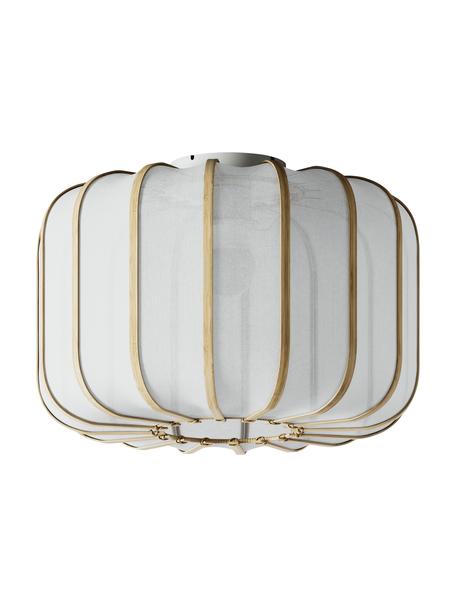 Stropná lampa z bambusu Salma, Biela, svetlé drevo, Ø 40 x V 28 cm