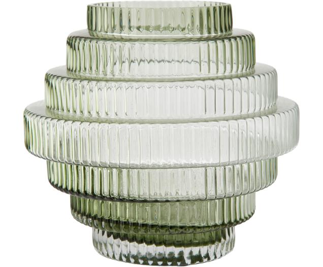 Transparente Design-Vase Rilla mit Grünschimmer, Glas, Grün, transparent, Ø 16 x H 16 cm