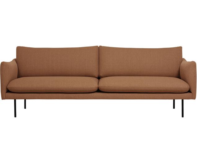 Sofa Moby (3-Sitzer) in Nougat mit Metall-Füßen