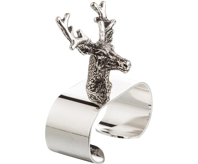 6 6 Serviettenhalter für Weihnachten Abendessen Tischdekorationen Hirsch-Ringe Hirschkopf Serviettenringe Silber Set von 2 4