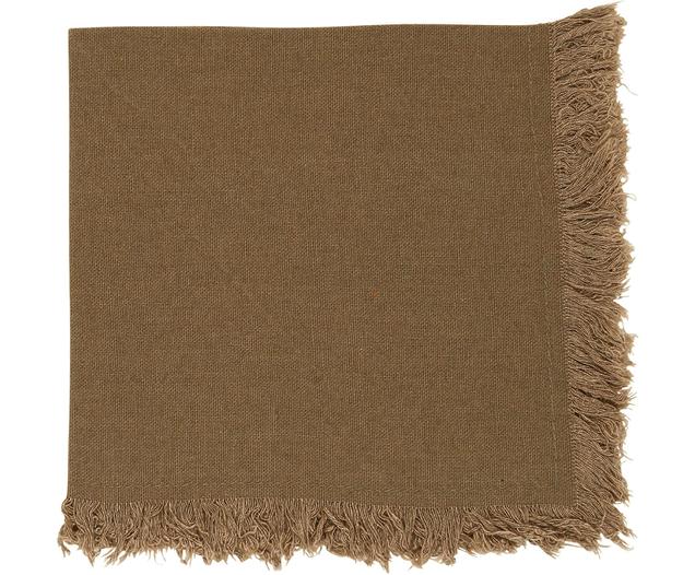 Serviette de table en coton avec franges brune Nalia, 4 pièces