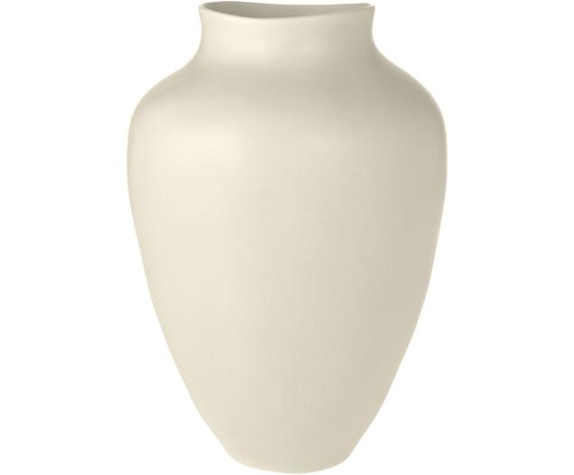 Vase crème en grès fait main Latona, Grès cérame, Blanc crème, Ø 21 x haut. 30 cm