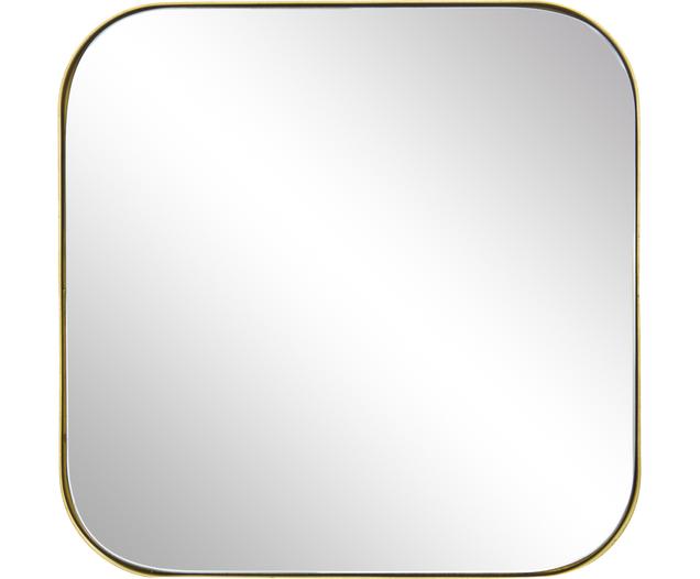 Eckiger Wandspiegel Ivy mit messingfarbenem Metallrahmen