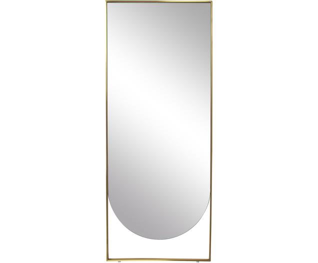 Eckiger Anlehnspiegel Masha mit messingfarbenem Metallrahmen