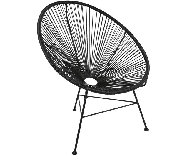 Loungesessel Bahia aus Kunststoff-Geflecht, Sitzfläche: Kunststoff, Gestell: Metall, pulverbeschichtet, Schwarz, B 81 x T 73 cm