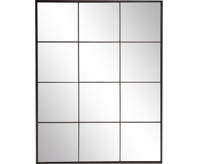 Eckiger Wandspiegel Clarita mit schwarzem Metallrahmen
