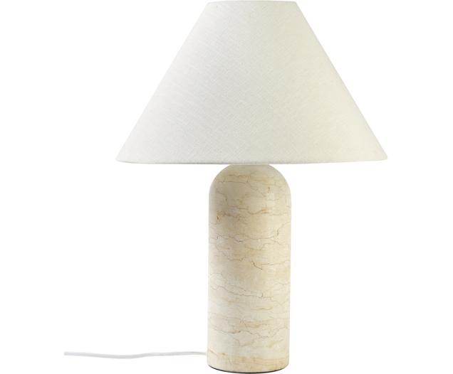 Große Tischlampe Gia mit Marmorfuß in Travertin-Optik
