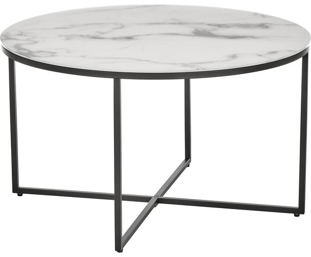 Table basse ronde en verre aspect marbre Antigua | Westwing