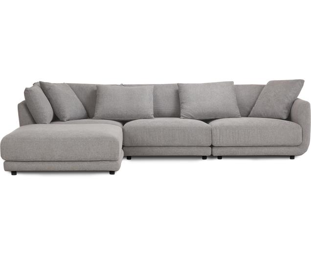 Modulares Sofa Jasmin (3-Sitzer) mit Hocker in Grau