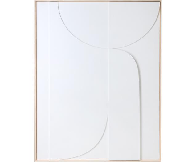 Wandobjekt Rahmenrelief-Kunsttafel Betido, Rahmen: Eschenholz, Weiss, Eschenholz, B 100 x H 123 cm