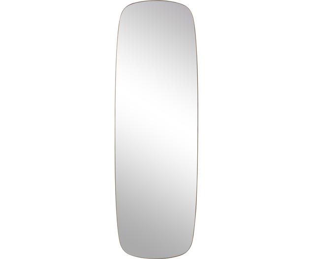 Eckiger Wandspiegel Alyson mit messingfarbenem Metallrahmen