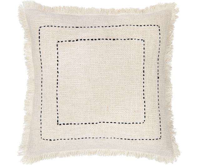 Housse de coussin 45x45 boho à franges blanc crème ajourée Edvin