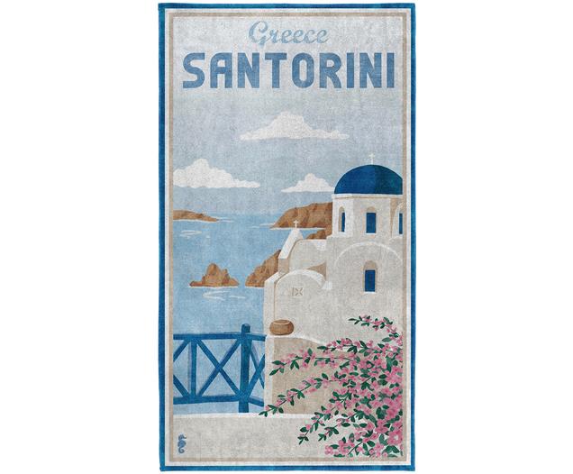 Bersuse Santorini Serviette de Plage 100 % Coton Biologique Bleu Marine Santorini_Pest_Navy 95 x 175 cm 