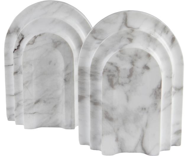 Buchstützen Block in Marmor-Optik, 2-tlg.