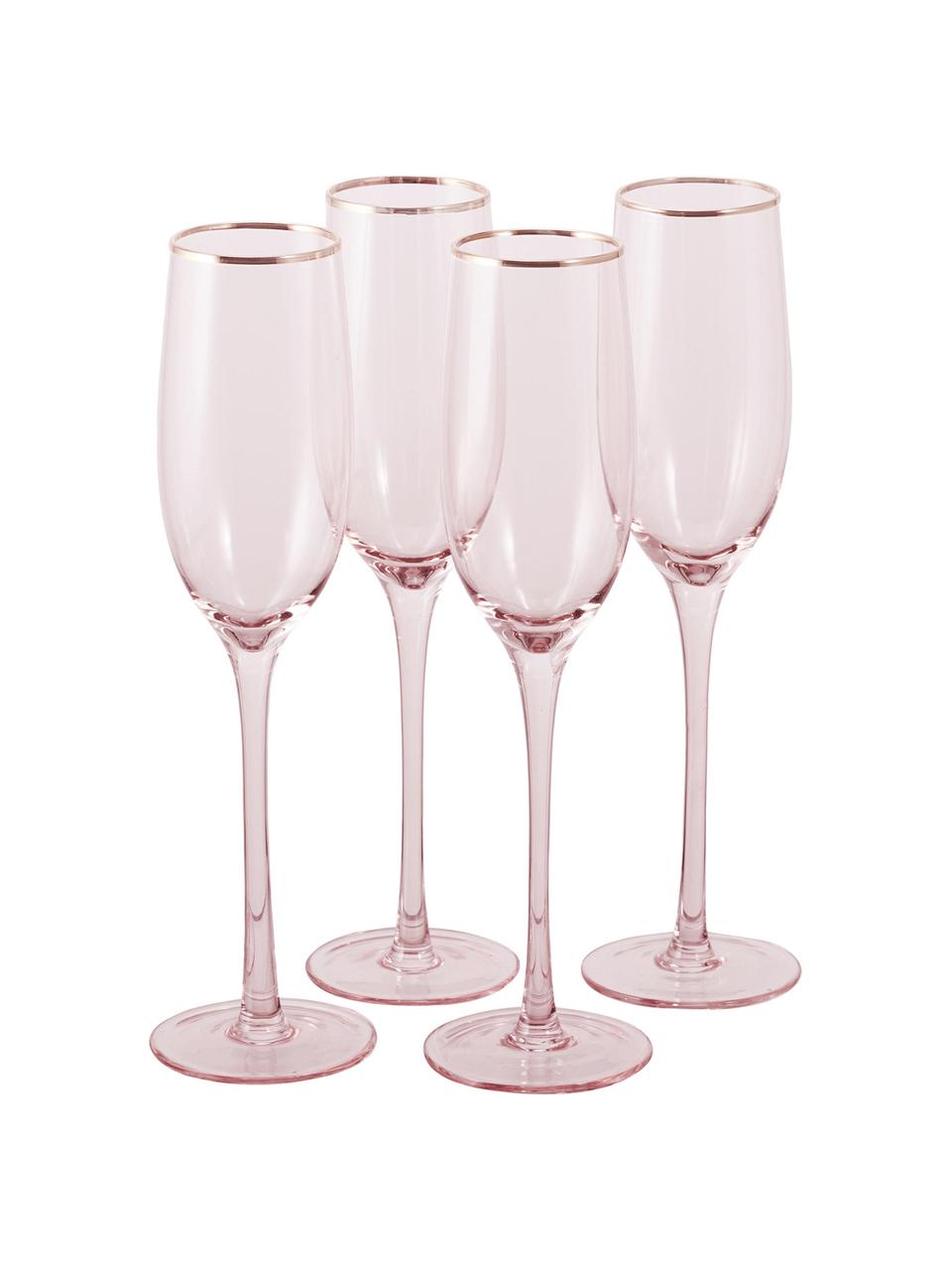Sektglaser Chloe In Rosa Mit Handbemaltem Goldrand 4er Set Westwingnow