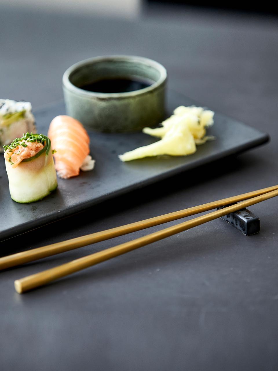 2 bacchette per sushi in acciaio inox con supporto set regalo bacchette cinesi posate asiatiche in confezione regalo 2 paia di bacchette giapponesi in fibra di vetro nero