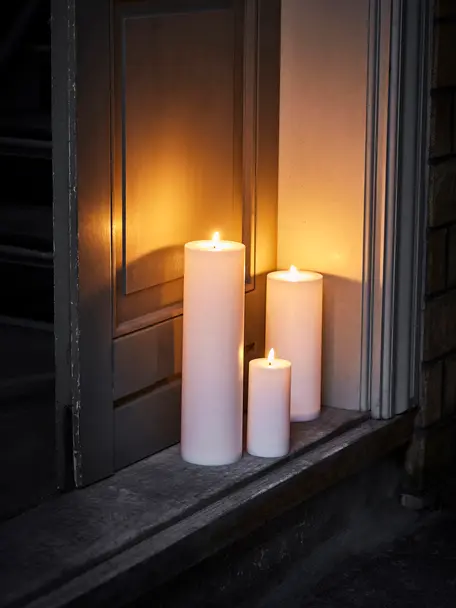 LED svíčka House, V 35 cm, Umělá hmota, Bílá, Ø 10 cm, V 35 cm