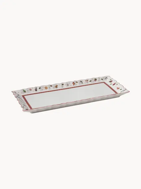 Porzellan-Servierplatte Toy's Delight, Premium Porzellan, Rot, Weiß, Bunt, B 39 x T 16 cm