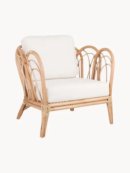 Rattan-Stuhl Sherbrooke mit Kissen, Hellbraun, Weiß, B 83 x T 72 cm
