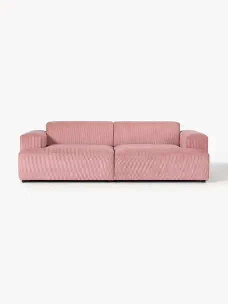 Cord-Sofa Melva (3-Sitzer), Bezug: Cord (92% Polyester, 8% P, Gestell: Massives Kiefernholz, Spa, Füße: Kunststoff Dieses Produkt, Cord Altrosa, B 238 x T 101 cm