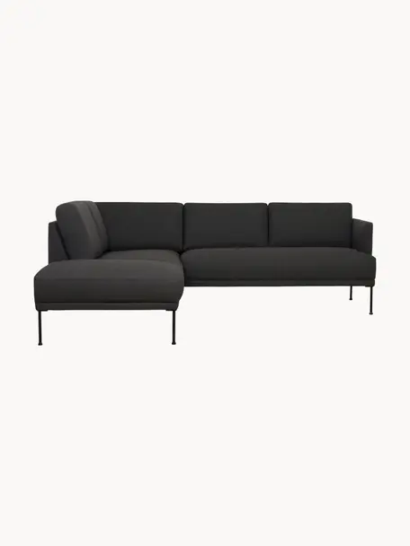 Sofá rinconera Fluente, Tapizado: 100% poliéster Alta resis, Estructura: madera de pino maciza, Patas: metal con pintura en polv, Tejido gris antracita, An 221 x F 200 cm, chaise longue izquierda