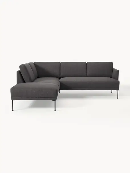 Ecksofa Fluente, Bezug: 100 % Polyester Der hochw, Gestell: Massives Kiefernholz, Webstoff Anthrazit, B 221 x T 200 cm, Eckteil links