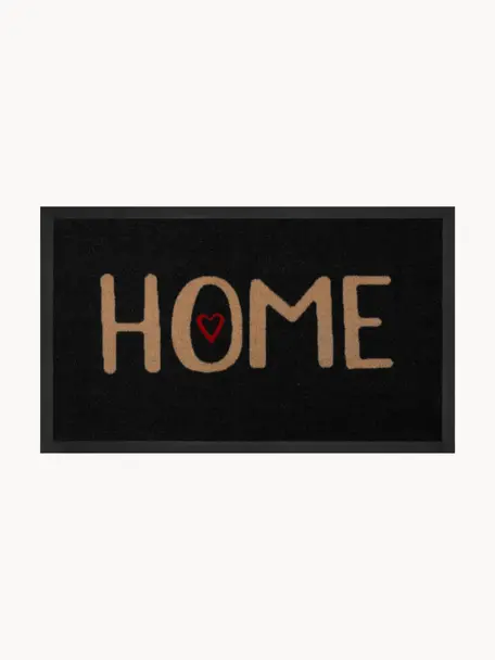 Polyamide deurmat Lovely Home, Bovenzijde: polyamide, Onderzijde: rubber, Zwart, beige, rood, B 45 x L 75 cm